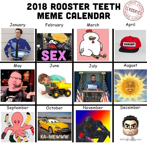 2018 Meme Calendar